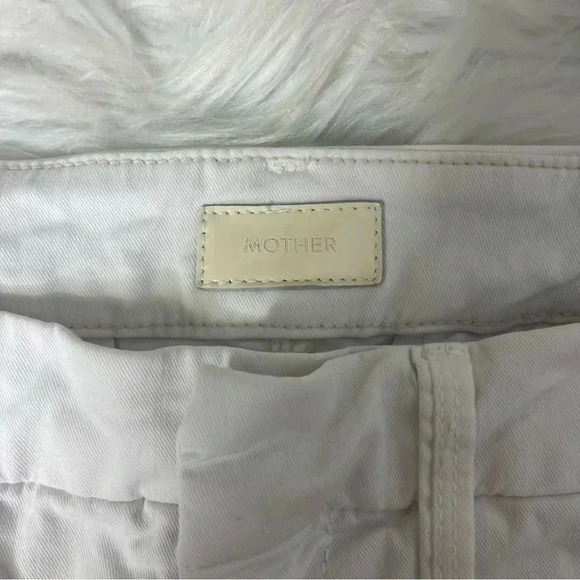 Mother The Straight Ankle Prep White Cropped Jeans Chalk Racer Stripe Size 27 - Picture 6 of 10